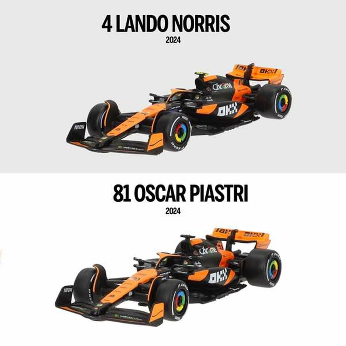 Bburago F1 – McLaren MCL38 2024, lot de 2, 1:43
