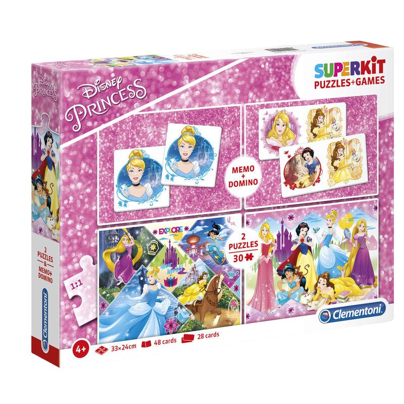 Clementoni, SuperKit, Disney Princess, Puzzle, Fille, 4+ ans, 2 x 30 + 48 + 28 pièces