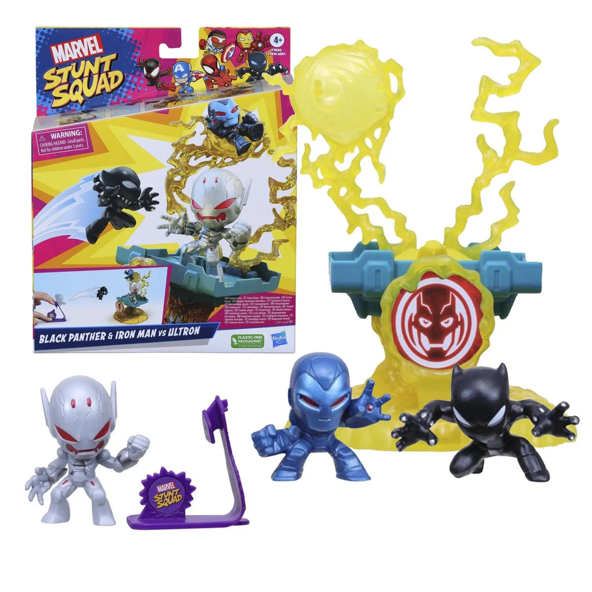 Marvel Stunt Squad Villain Knockdown Black Panther and Iron Man vs. Ultron F7834 - Hasbro