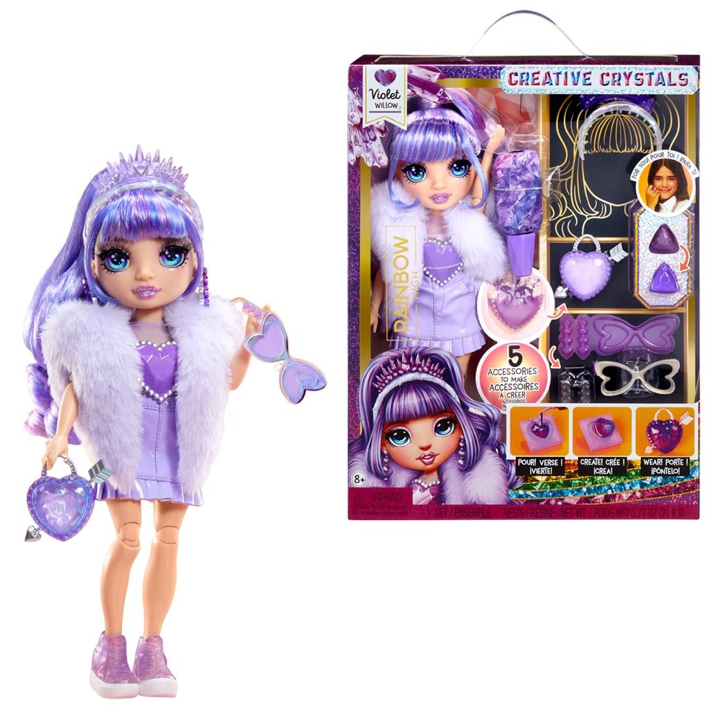 121404-EUC Rainbow High Creative Crystals Fashion Doll- Violet - Rainbow High