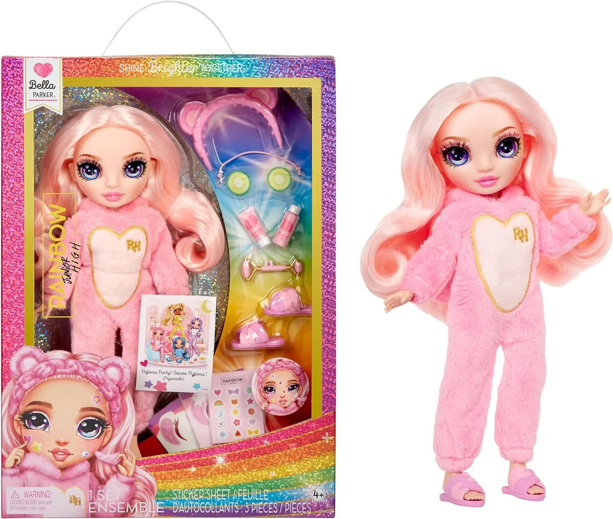 503675-EUC Junior High PJ Party Fashion Doll- Bella (Pink) - Rainbow High
