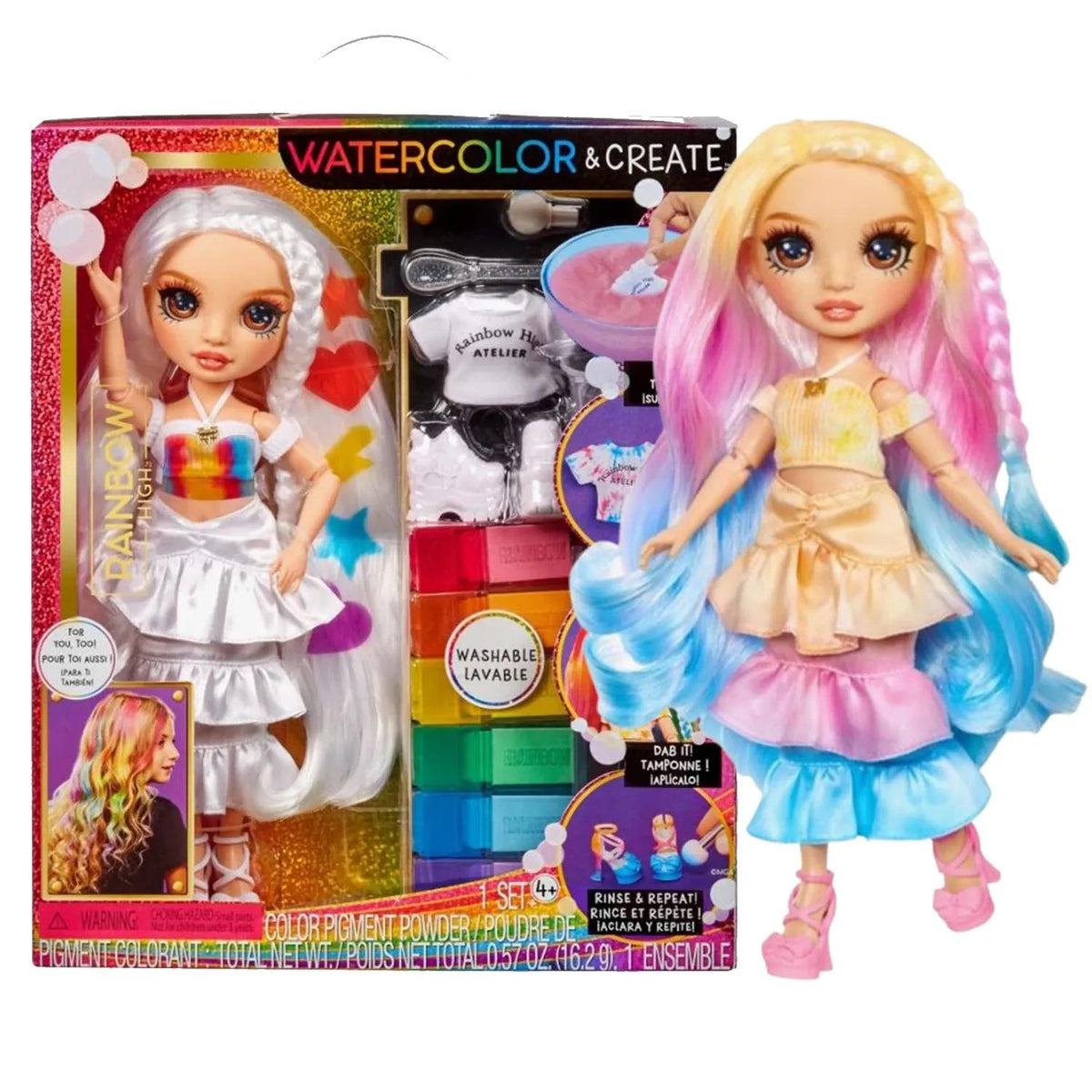 507598-EUC Rainbow High WaterColor & Create - Brown eyes - Rainbow High