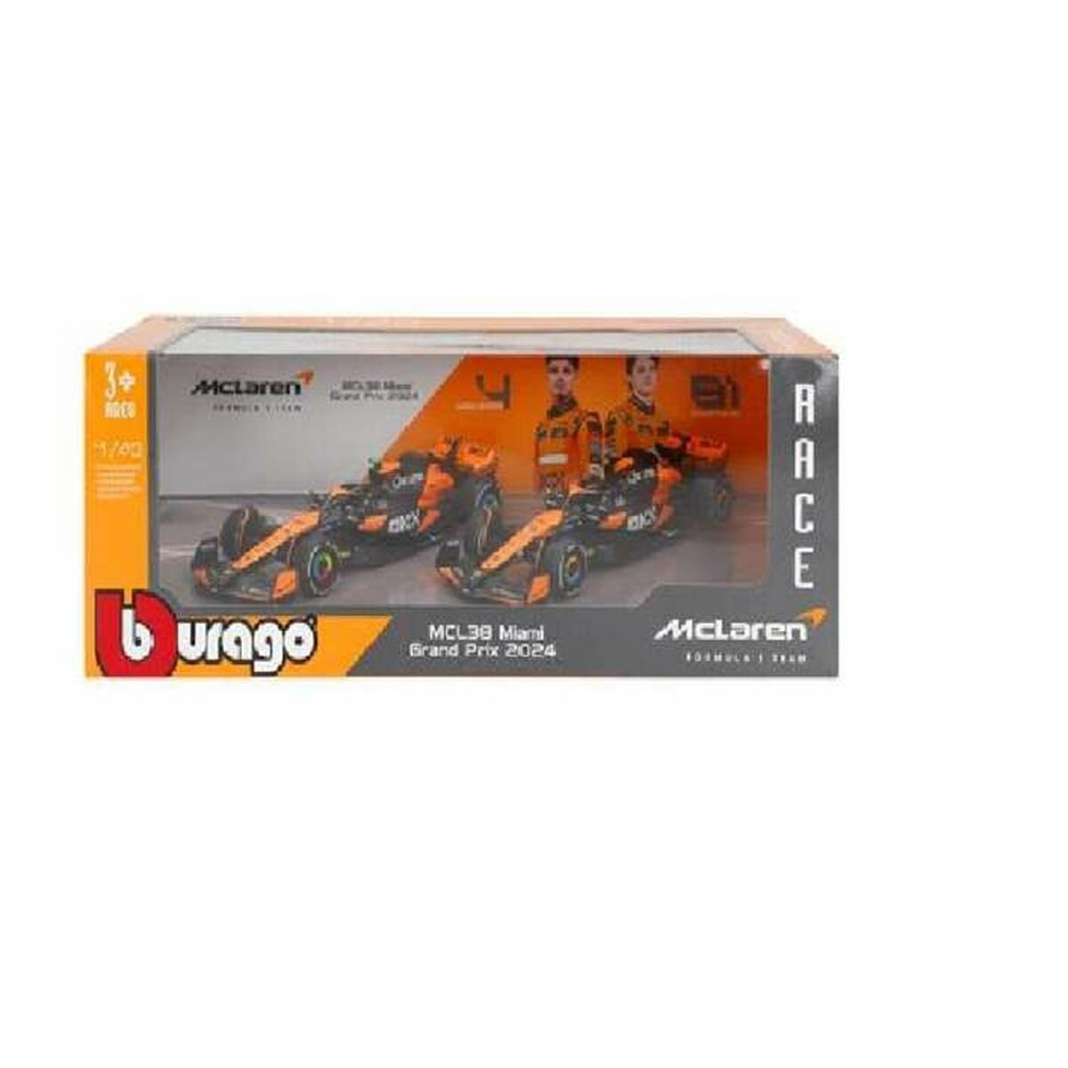 Bburago F1 – McLaren MCL38 2024, lot de 2, 1:43